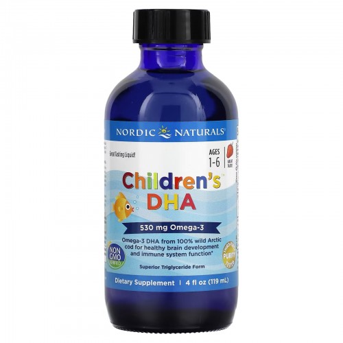 Nordic Naturals, ДГК для детей от 1 до 6 лет, со вкусом клубники, 530 мг, 119 мл (4 жидк. унции)